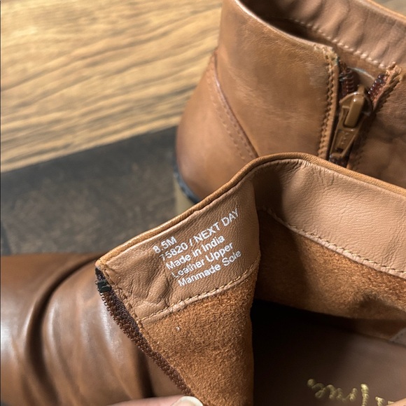 Diba True Next Day Wedge Booties Platform Cognac Brown Leather Ankle Boot Sz 8.5 - Picture 8 of 9